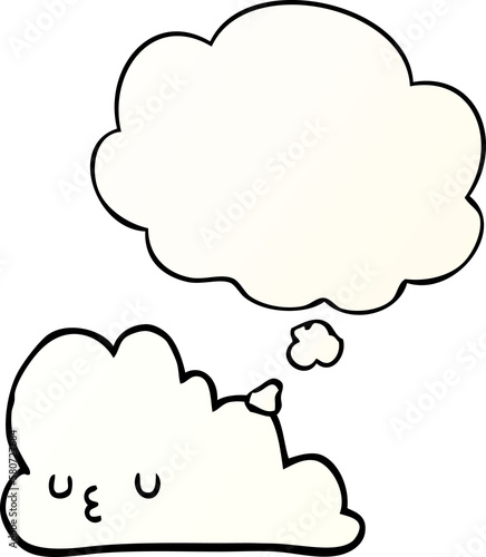 cute cartoon cloud and thought bubble in smooth gradient style