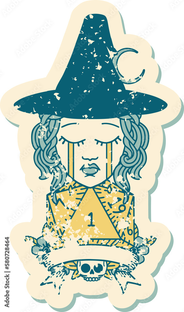 crying human witch with natural one roll illustration crying human witch with natural one roll illustration