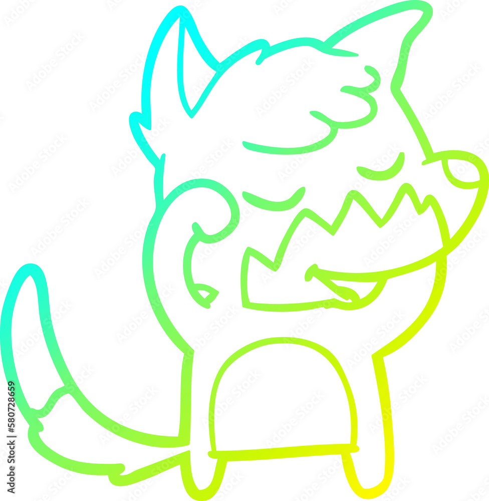 cold gradient line drawing friendly cartoon fox waking up cold gradient line drawing friendly cartoon fox waking up