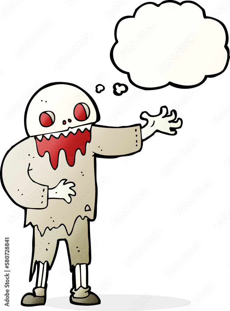 cartoon spooky zombie with thought bubble cartoon spooky zombie with thought bubble