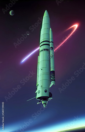 Wallpaper Mural universe space ship in psichedelic neon nebula sky  background new quality universal joyful colorful  stock image illustration wallpaper design, Generative AI Torontodigital.ca