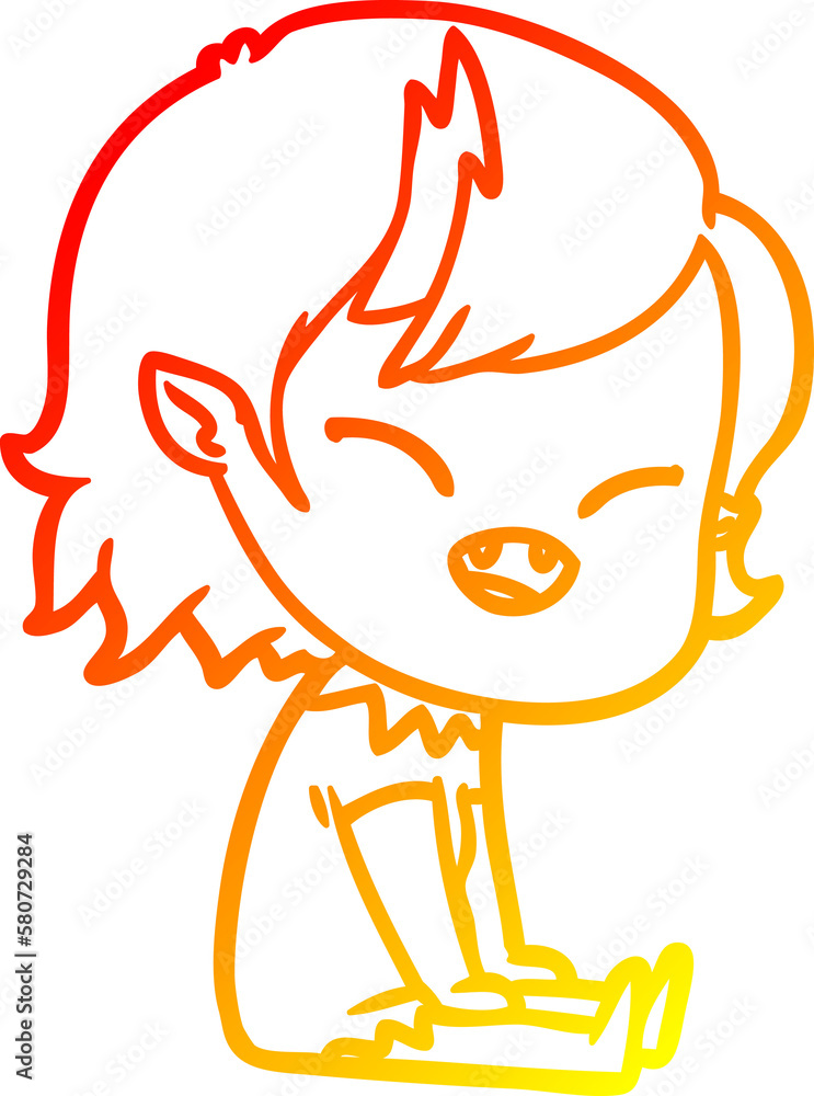 warm gradient line drawing cartoon laughing vampire girl sitting warm gradient line drawing cartoon laughing vampire girl sitting