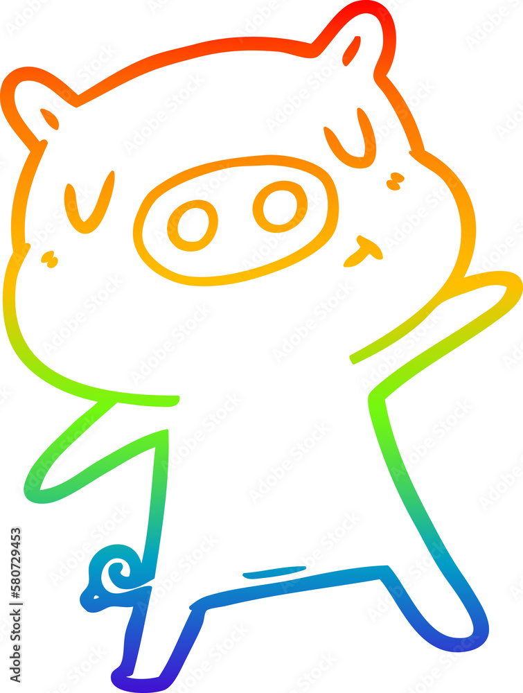 rainbow gradient line drawing cartoon content pig rainbow gradient line drawing cartoon content pig
