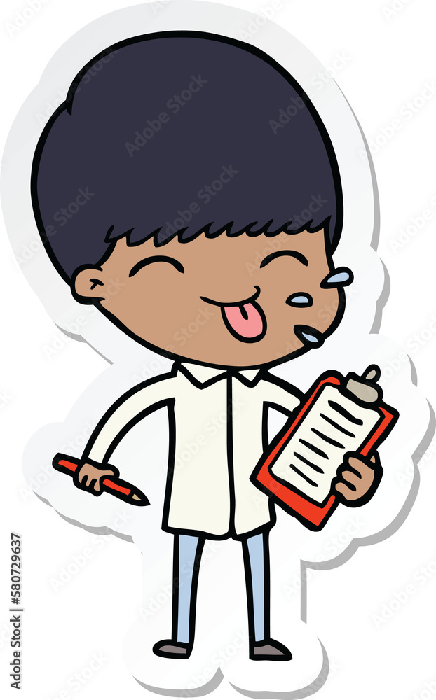 sticker of a cartoon salesman sticking out tongue sticker of a cartoon salesman sticking out tongue