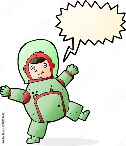 cartoon astronaut with speech bubble