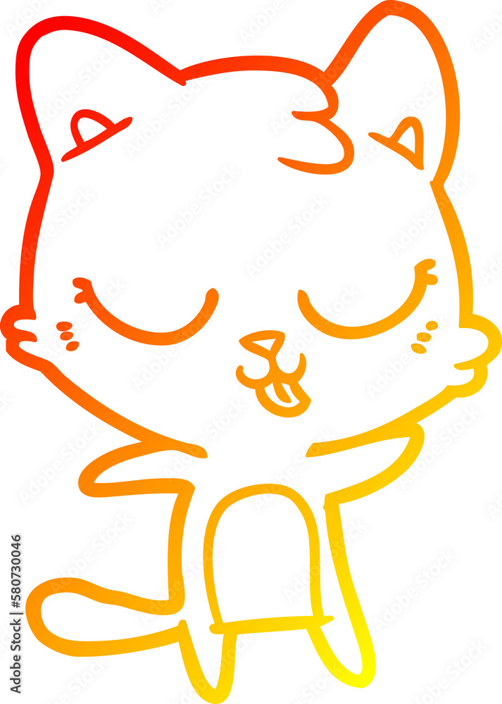 warm gradient line drawing cute cartoon cat warm gradient line drawing cute cartoon cat