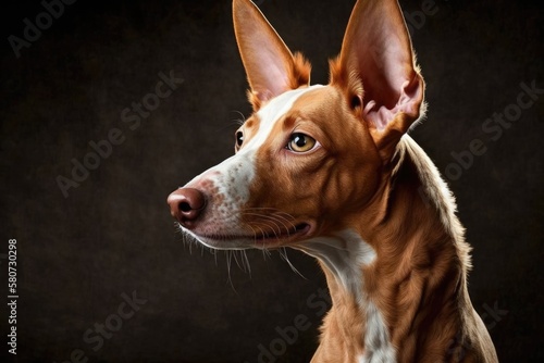 The beautiful look of the pure breed Andalusian Podenco dog. Generative AI photo