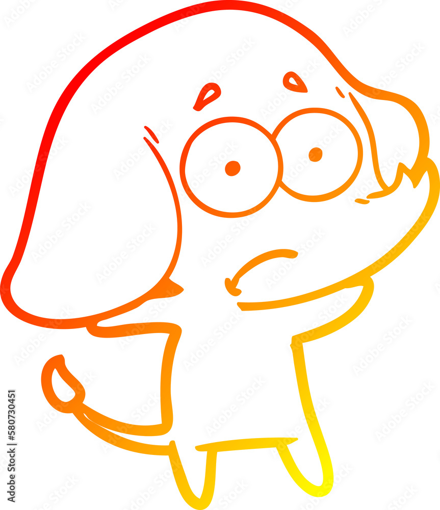warm gradient line drawing cartoon unsure elephant warm gradient line drawing cartoon unsure elephant