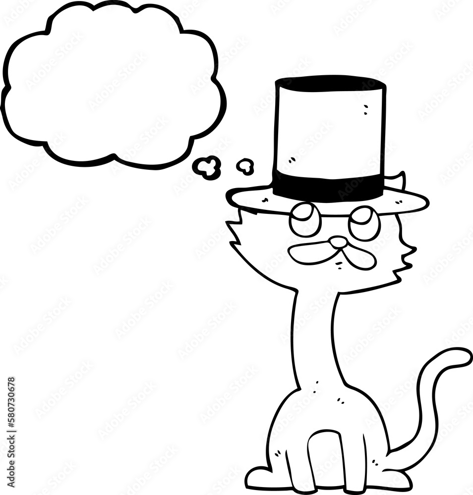 thought bubble cartoon cat in top hat thought bubble cartoon cat in top hat
