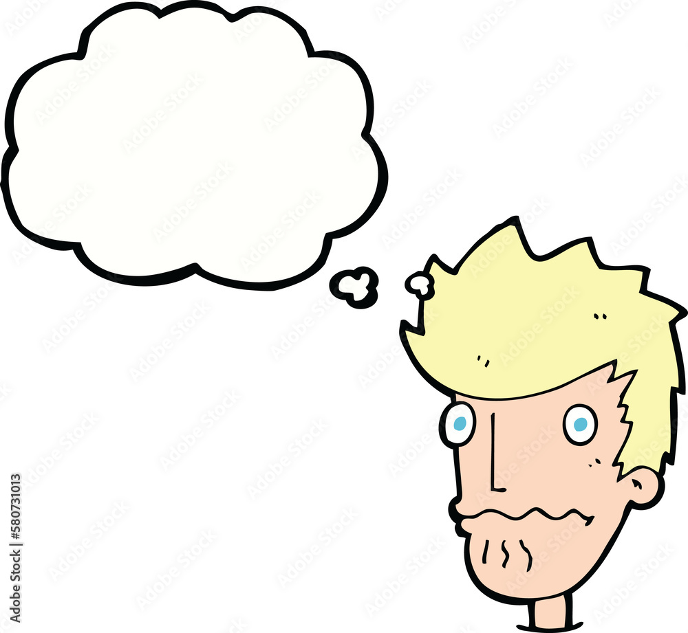 cartoon nervous man with thought bubble cartoon nervous man with thought bubble