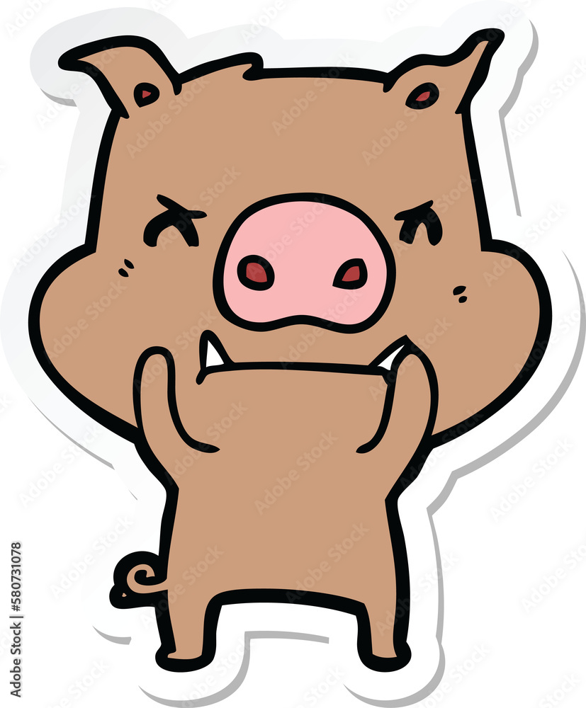 sticker of a angry cartoon pig sticker of a angry cartoon pig