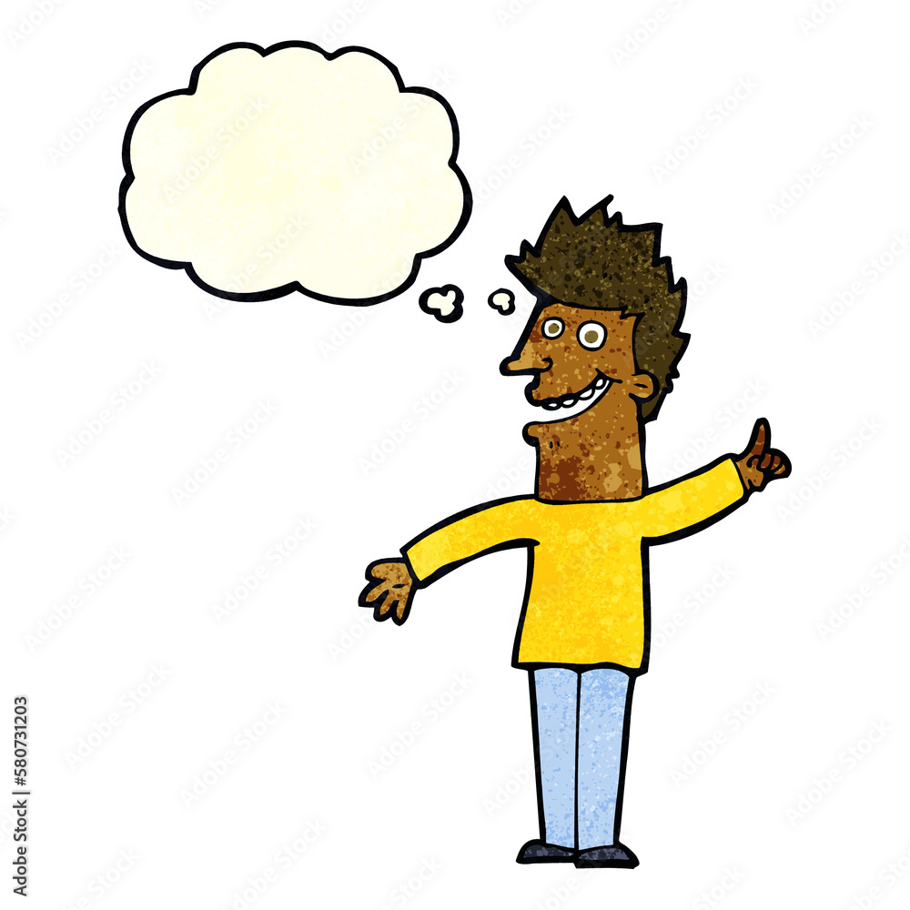 cartoon happy man with thought bubble cartoon happy man with thought bubble