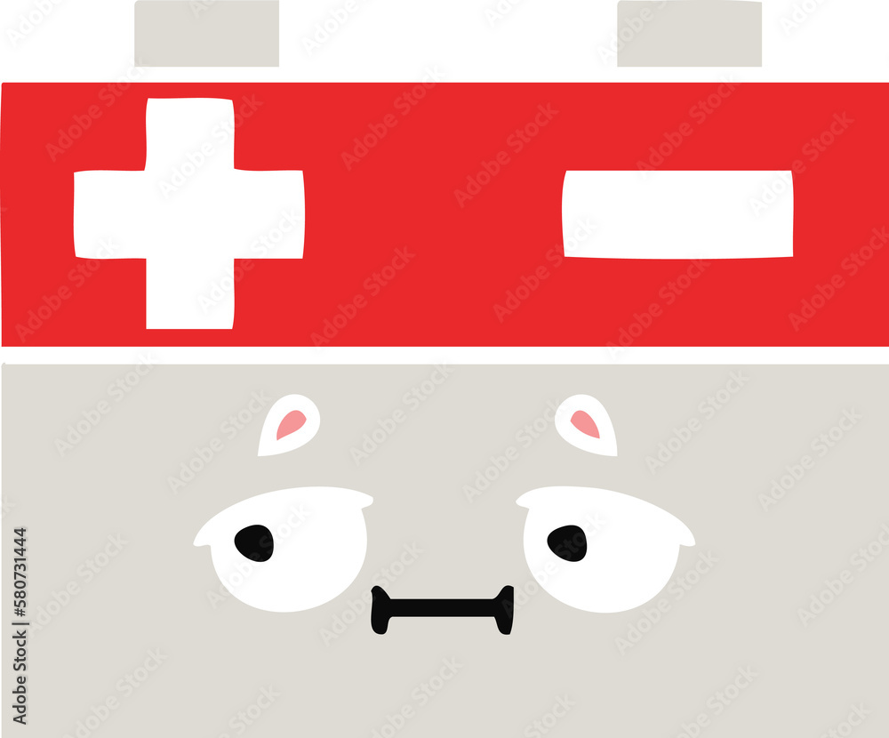 Obraz premium flat color retro cartoon car battery