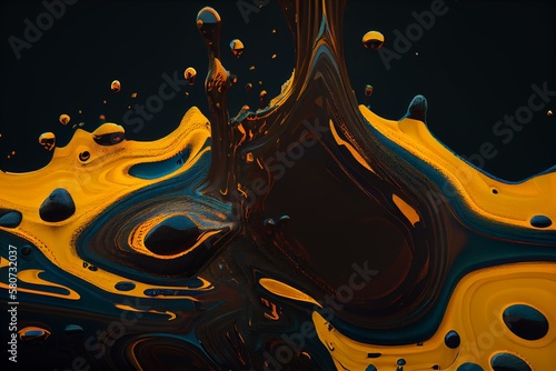  dark, yellow liquid, texures Generative AI photo