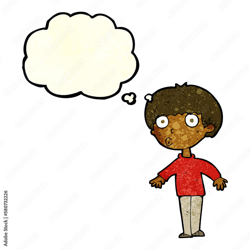 cartoon surprised boy with thought bubble cartoon surprised boy with thought bubble