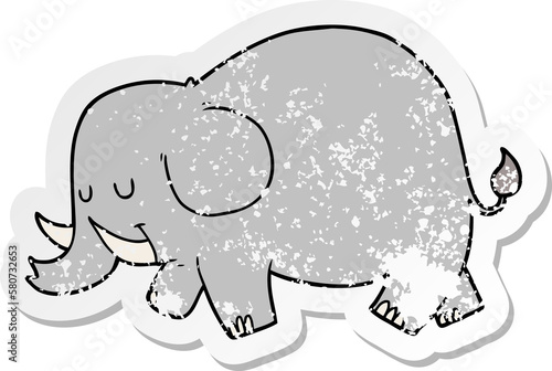 distressed sticker of a cartoon elephant