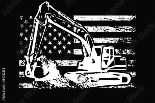 American Flag Excavator Design Template.