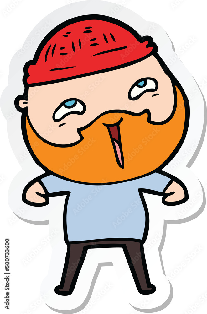sticker of a cartoon happy bearded man sticker of a cartoon happy bearded man