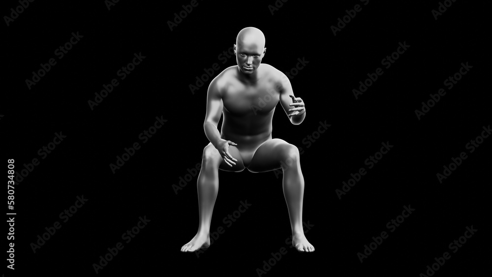 Beautiful young man posing, isolated on black background. 3d illustration (rendering). Silver mannequin, android Beautiful young man posing, isolated on black background. 3d illustration (rendering). Silver mannequin, android