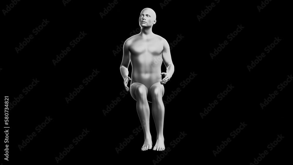 Beautiful young man posing, isolated on black background. 3d illustration (rendering). Silver mannequin, android Beautiful young man posing, isolated on black background. 3d illustration (rendering). Silver mannequin, android