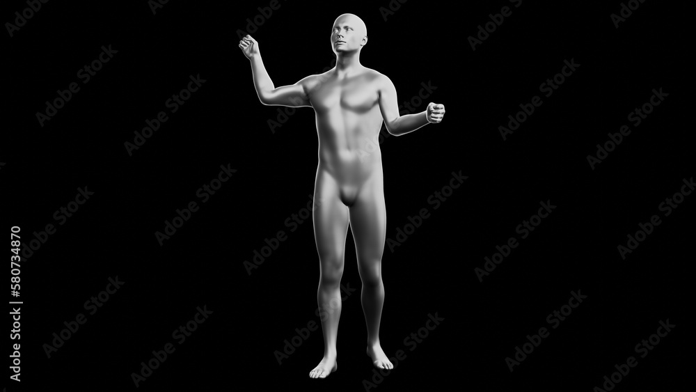 Beautiful young man posing, isolated on black background. 3d illustration (rendering). Silver mannequin, android Beautiful young man posing, isolated on black background. 3d illustration (rendering). Silver mannequin, android