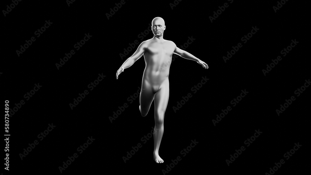 Beautiful young man posing, isolated on black background. 3d illustration (rendering). Silver mannequin, android Beautiful young man posing, isolated on black background. 3d illustration (rendering). Silver mannequin, android