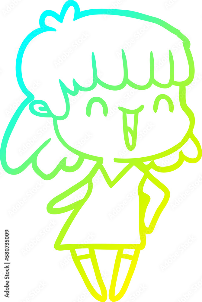 Obraz premium cold gradient line drawing cartoon woman
