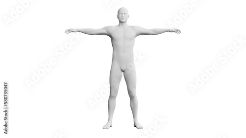 Beautiful young man posing  isolated on white background. 3d illustration  rendering . Artificial intelligence  android  mannequin