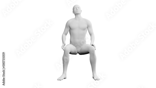 Beautiful young man posing  isolated on white background. 3d illustration  rendering . Artificial intelligence  android  mannequin