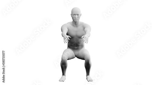 Beautiful young man posing  isolated on white background. 3d illustration  rendering . Artificial intelligence  android  mannequin