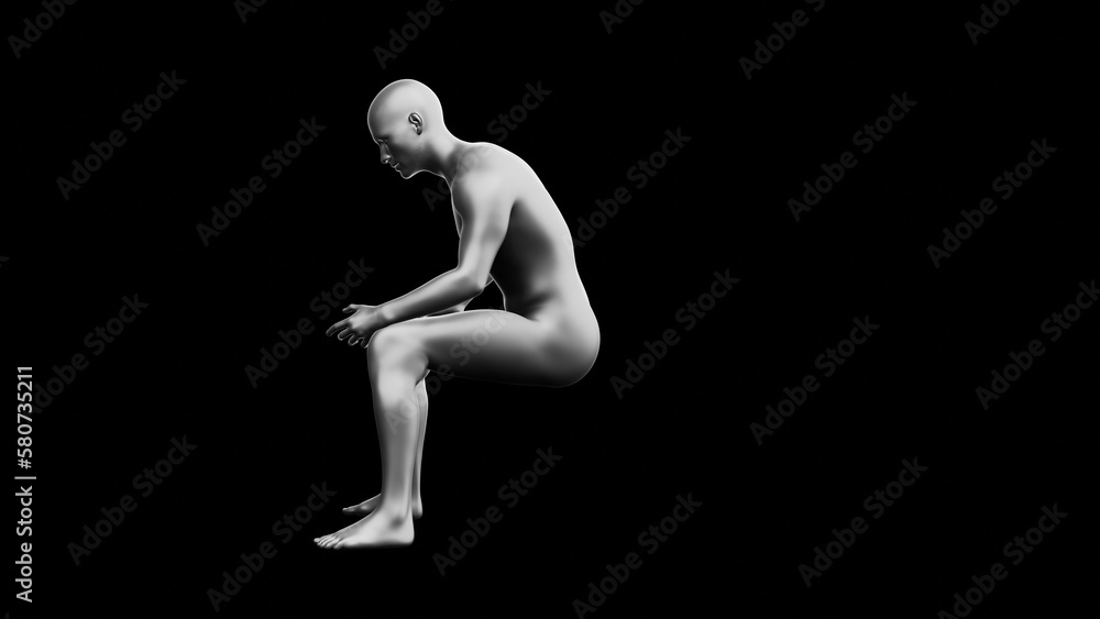 Beautiful young man posing, isolated on black background. 3d illustration (rendering). Silver mannequin, android Beautiful young man posing, isolated on black background. 3d illustration (rendering). Silver mannequin, android