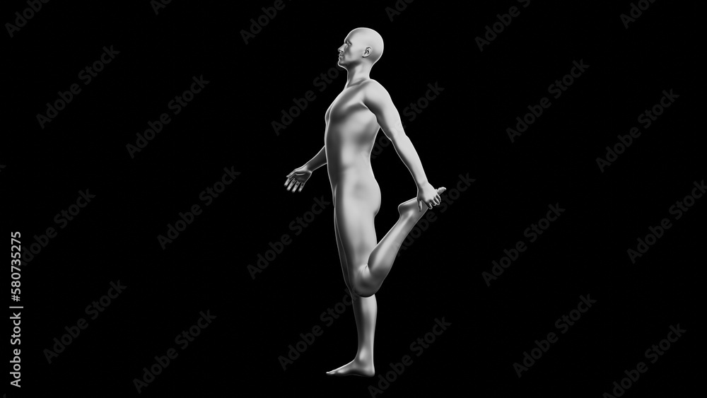 Beautiful young man posing, isolated on black background. 3d illustration (rendering). Silver mannequin, android Beautiful young man posing, isolated on black background. 3d illustration (rendering). Silver mannequin, android