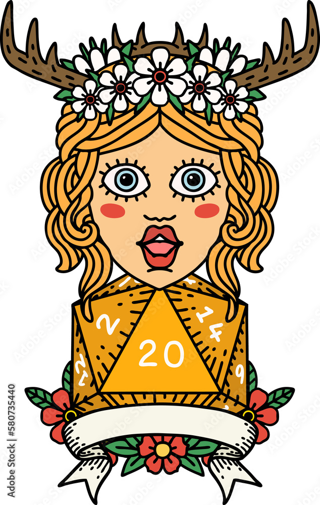 human druid with natural twenty roll illustration human druid with natural twenty roll illustration