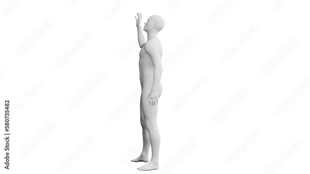 Beautiful young man posing, isolated on white background. 3d illustration (rendering). Artificial intelligence, android, mannequin Beautiful young man posing, isolated on white background. 3d illustration (rendering). Artificial intelligence, android, mannequin
