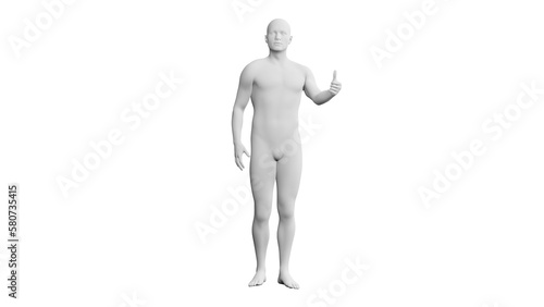 Beautiful young man posing  isolated on white background. 3d illustration  rendering . Artificial intelligence  android  mannequin