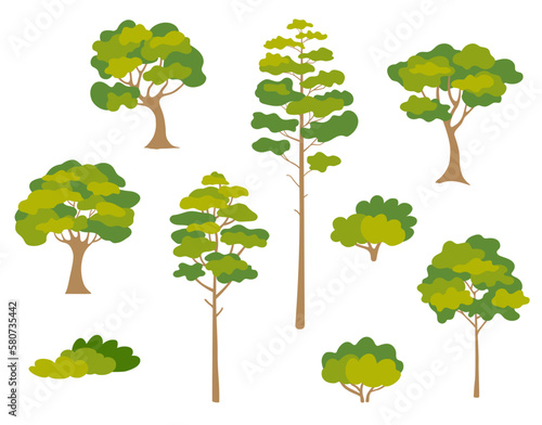 Collection of abstract stylized trees
