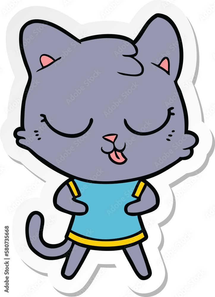 sticker of a cartoon cat sticker of a cartoon cat