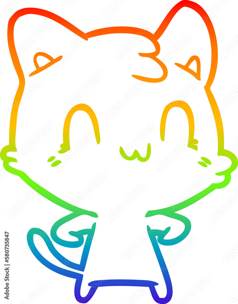 rainbow gradient line drawing cartoon happy cat rainbow gradient line drawing cartoon happy cat