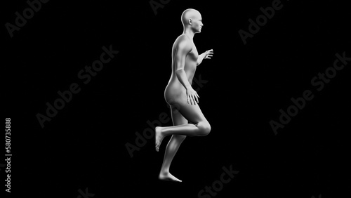 Beautiful young man posing, isolated on black background. 3d illustration (rendering). Silver mannequin, android © Mihai Zaharia