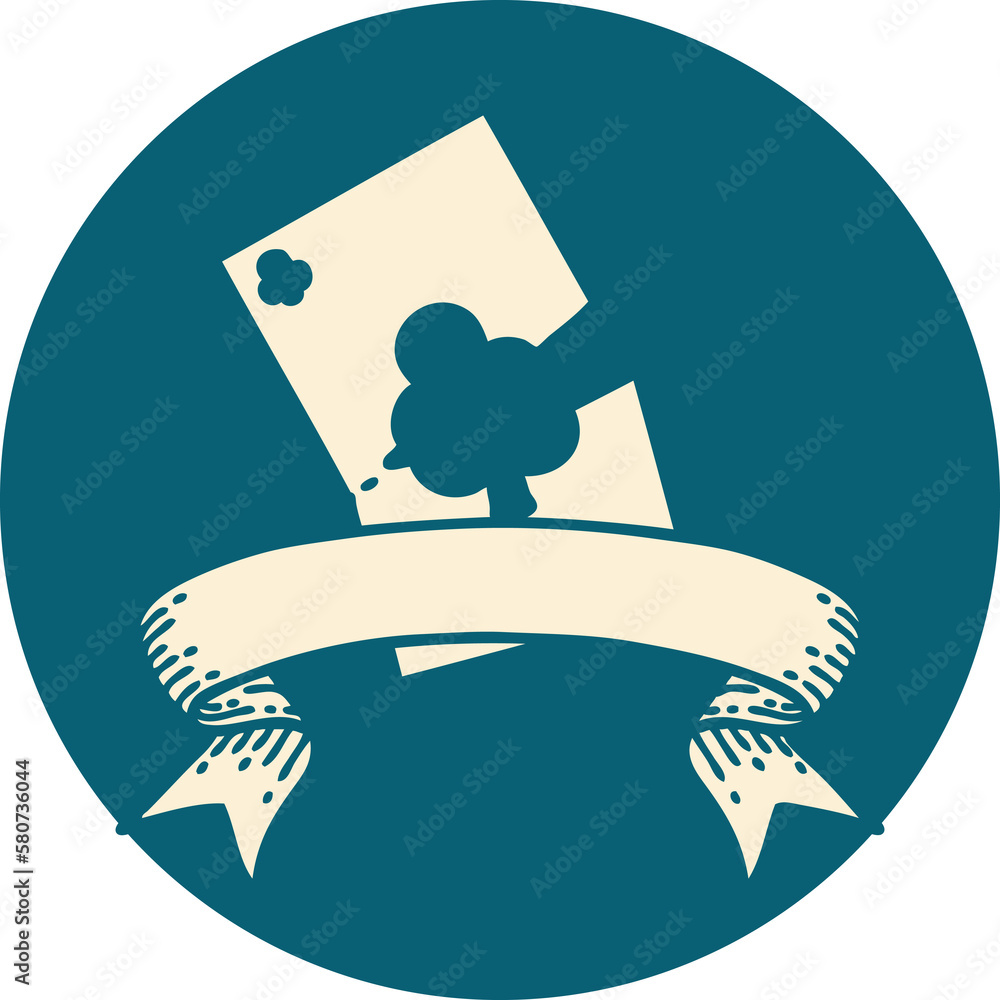 icon with banner of a torn card icon with banner of a torn card