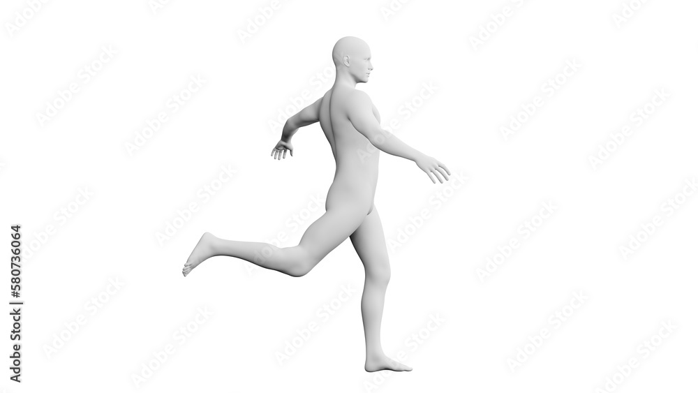 Beautiful young man posing, isolated on white background. 3d illustration (rendering). Artificial intelligence, android, mannequin