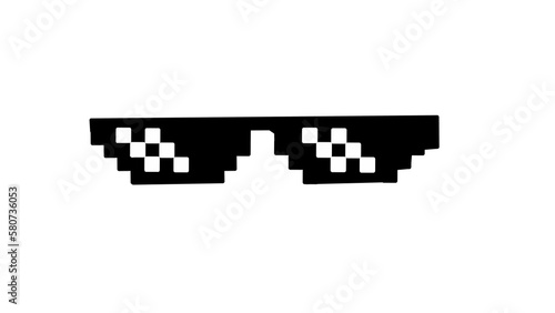 Thug life pixelated Black cooling glass icon png download  photo