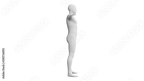 Beautiful young man posing  isolated on white background. 3d illustration  rendering . Artificial intelligence  android  mannequin