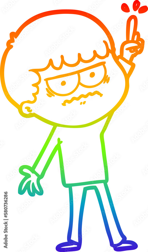 rainbow gradient line drawing cartoon annoyed man rainbow gradient line drawing cartoon annoyed man