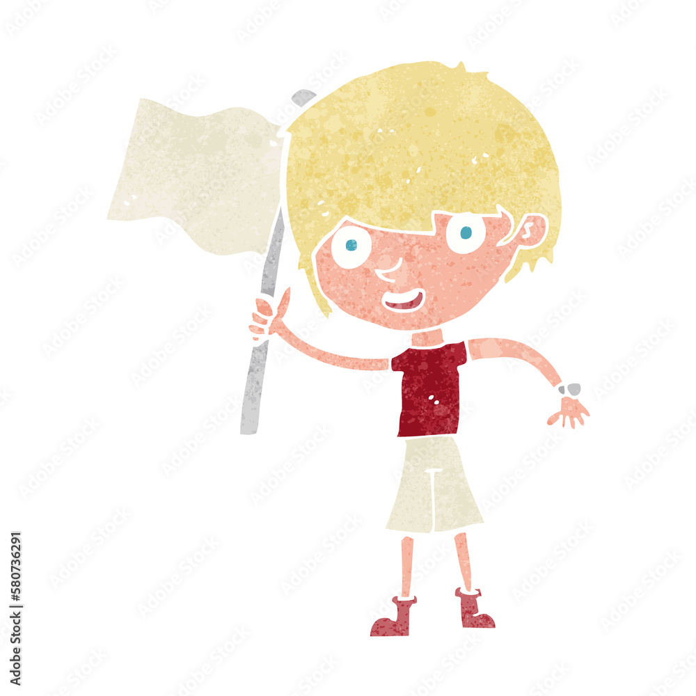 cartoon boy with flag cartoon boy with flag