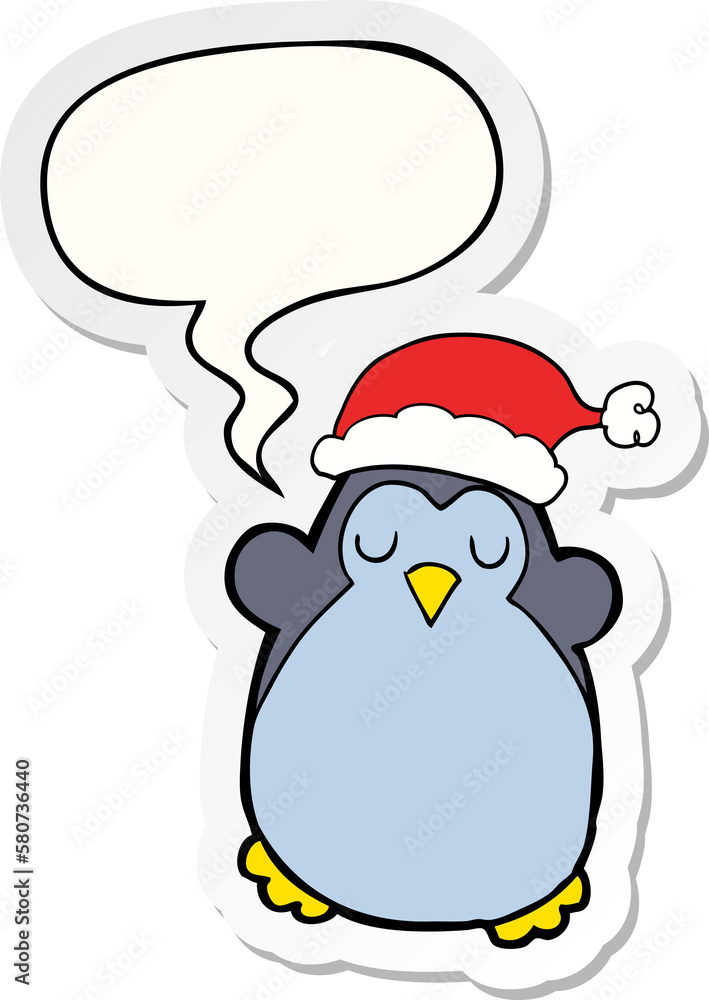 cute christmas penguin and speech bubble sticker cute christmas penguin and speech bubble sticker