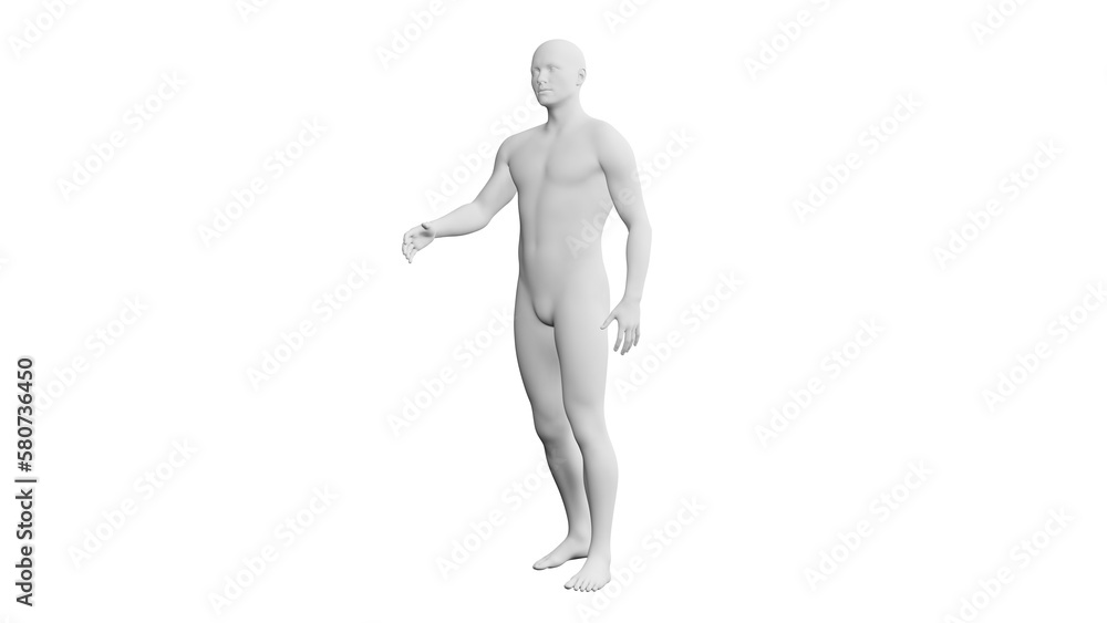 Beautiful young man posing, isolated on white background. 3d illustration (rendering). Artificial intelligence, android, mannequin Beautiful young man posing, isolated on white background. 3d illustration (rendering). Artificial intelligence, android, mannequin