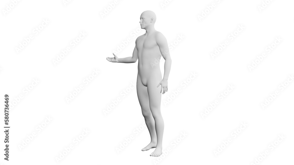Beautiful young man posing, isolated on white background. 3d illustration (rendering). Artificial intelligence, android, mannequin Beautiful young man posing, isolated on white background. 3d illustration (rendering). Artificial intelligence, android, mannequin