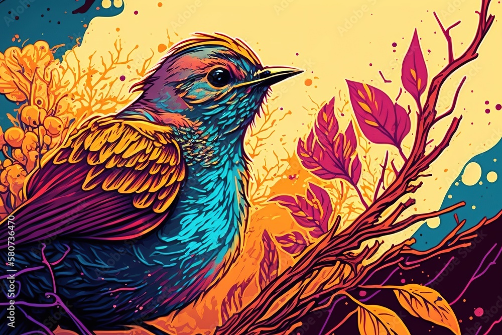 Obraz premium colorful flowers, Spring illustration digital art for background, created using generative ai