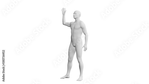 Beautiful young man posing  isolated on white background. 3d illustration  rendering . Artificial intelligence  android  mannequin